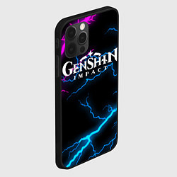 Чехол для iPhone 12 Pro GENSHIN IMPACT NEON FLASH НЕОНОВЫЕ РАЗРЯДЫ МОЛНИЙ, цвет: 3D-черный — фото 2