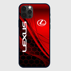 Чехол для iPhone 12 Pro LEXUS RED GEOMETRY ЛЕКСУС, цвет: 3D-черный