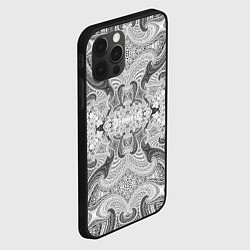 Чехол для iPhone 12 Pro Черно-белый абстрактный узор, цвет: 3D-черный — фото 2