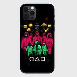 Чехол iPhone 12 Pro Игра в кальмара: игроки, охранники, ведущий, гости