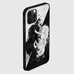 Чехол для iPhone 12 Pro ИНЬ ЯНЬ ВОЛКИ ЧЁРНО БЕЛЫЙ, цвет: 3D-черный — фото 2
