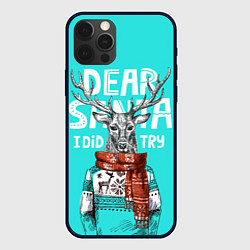 Чехол для iPhone 12 Pro Олень в свитере с оленями, цвет: 3D-черный