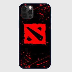 Чехол для iPhone 12 Pro DOTA 2 БРЫЗГИ КРАСОК ДОТА 2 ЛОГО, цвет: 3D-черный