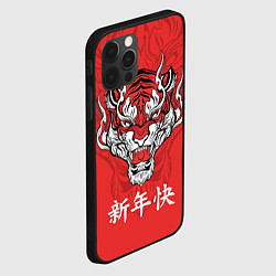 Чехол для iPhone 12 Pro Красный тигр - дракон, цвет: 3D-черный — фото 2