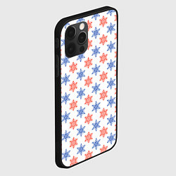 Чехол для iPhone 12 Pro Снежинки паттернsnowflakes pattern, цвет: 3D-черный — фото 2