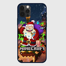 Чехол для iPhone 12 Pro НОВОГОДНЯЯ ЁЛКА В МАЙНКРАФТ SANTA CLAUS, цвет: 3D-черный