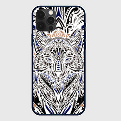Чехол для iPhone 12 Pro БЕЛАЯ ЭТНИЧЕСКА ЛИСА WHITE FOX, цвет: 3D-черный