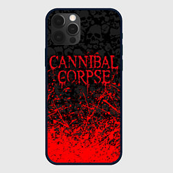 Чехол iPhone 12 Pro CANNIBAL CORPSE, БРЫЗГИ КРАСОК ЧЕРЕПА