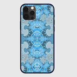 Чехол для iPhone 12 Pro Коллекция Фрактальная мозаика Голубой 292-6-n Низ, цвет: 3D-черный