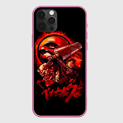 Чехол для iPhone 12 Pro Гатс, Каска, Рыцарь-Череп и Апостол-Яйцо Berserk, цвет: 3D-малиновый