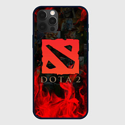 Чехол iPhone 12 Pro DOTA 2 ЛОГО В ОГНЕ, ПЕРСОНАЖИ