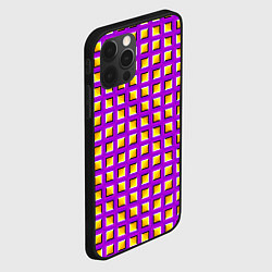 Чехол для iPhone 12 Pro Фиолетовый Фон с Желтыми Квадратами Иллюзия Движен, цвет: 3D-черный — фото 2