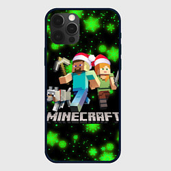 Чехол для iPhone 12 Pro НОВОГОДНИЙ MINECRAFT ГЕРОИ ИГРЫ, цвет: 3D-черный