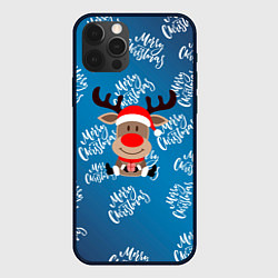 Чехол для iPhone 12 Pro Merry Christmas Олень с подарком, цвет: 3D-черный