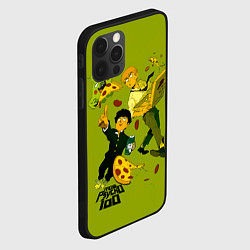 Чехол для iPhone 12 Pro Шигео, Ямочки и Рэйгэн налет на пиццу - Mob Psycho, цвет: 3D-черный — фото 2