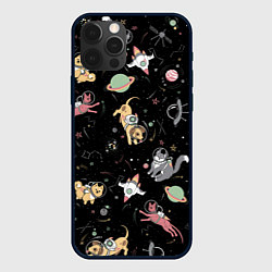 Чехол для iPhone 12 Pro Космические коты, цвет: 3D-черный