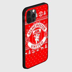 Чехол для iPhone 12 Pro FC Manchester United: Новогодний узор, цвет: 3D-черный — фото 2