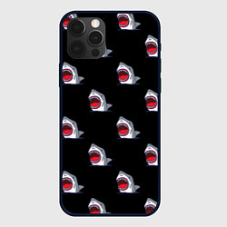 Чехол для iPhone 12 Pro Мультяшная акула с открытой пастью паттерн, цвет: 3D-черный
