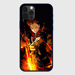 Чехол для iPhone 12 Pro Сукуна стреляет пламенем Магическая битва, цвет: 3D-черный