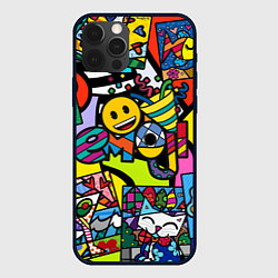 Чехол iPhone 12 Pro Romero Britto - emoji