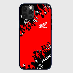 Чехол для iPhone 12 Pro Honda нарисованный огонь, цвет: 3D-черный