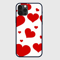 Чехол для iPhone 12 Pro Красные сердечки Heart, цвет: 3D-черный