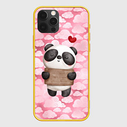 Чехол для iPhone 12 Pro Панда с сердечком love, цвет: 3D-желтый