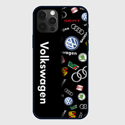 Чехол для iPhone 12 Pro Volkswagen Group Half Pattern, цвет: 3D-черный