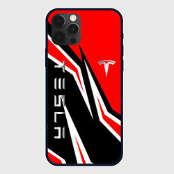 Чехол для iPhone 12 Pro ТЕСЛА - КРАСНЫЙ СПОРТИВНЫЙ, цвет: 3D-черный