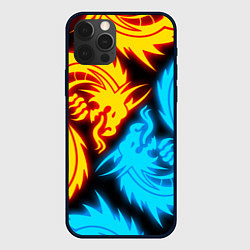 Чехол для iPhone 12 Pro НЕОНОВЫЕ ДРАКОНЫ NEON DRAGONS, цвет: 3D-черный