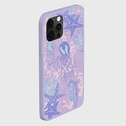 Чехол для iPhone 12 Pro Морские коньки и медузы, цвет: 3D-светло-сиреневый — фото 2