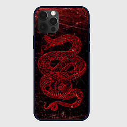 Чехол для iPhone 12 Pro Красная Змея Red Snake Глитч, цвет: 3D-черный