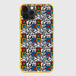 Чехол для iPhone 12 Pro QR код - паттерн, цвет: 3D-желтый