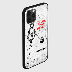 Чехол для iPhone 12 Pro BANKSY БЭНКСИ следуй за своим сердцем, цвет: 3D-черный — фото 2