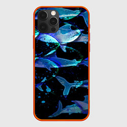 Чехол для iPhone 12 Pro На дне морском Акулы, цвет: 3D-красный