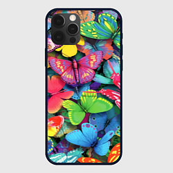 Чехол для iPhone 12 Pro Стая бабочек Pattern, цвет: 3D-черный