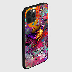 Чехол для iPhone 12 Pro Колибри Floral Pattern, цвет: 3D-черный — фото 2