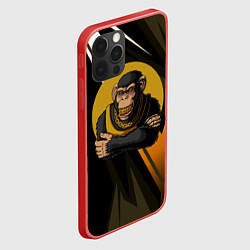 Чехол для iPhone 12 Pro Обезьяна с золотой цепью, цвет: 3D-красный — фото 2