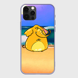Чехол для iPhone 12 Pro Желтый слон, цвет: 3D-светло-сиреневый