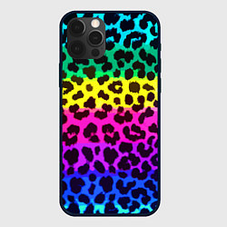 Чехол для iPhone 12 Pro Leopard Pattern Neon, цвет: 3D-черный