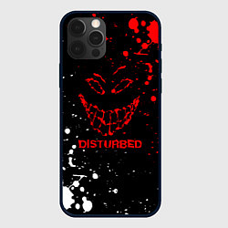 Чехол для iPhone 12 Pro Disturbed брызги красок, цвет: 3D-черный