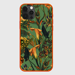 Чехол для iPhone 12 Pro Цветы Оранжевые, цвет: 3D-красный