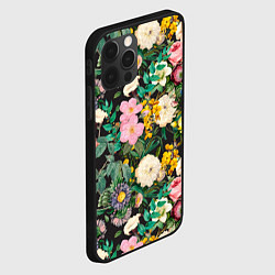 Чехол для iPhone 12 Pro Паттерн из летних цветов Summer Flowers Pattern, цвет: 3D-черный — фото 2