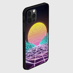 Чехол для iPhone 12 Pro Vaporwave Закат солнца в горах Neon, цвет: 3D-черный — фото 2