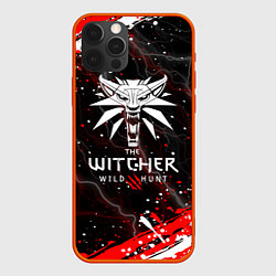 Чехол iPhone 12 Pro THE WITCHER ВОЛК БРЫЗГИ КРАСОК МОЛНИИ