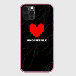 Чехол для iPhone 12 Pro Undertale молнии, цвет: 3D-малиновый