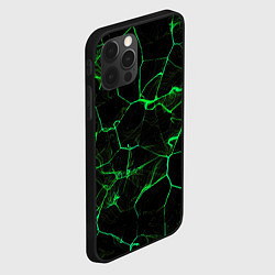 Чехол для iPhone 12 Pro Абстракция - Черно-зеленый фон - дым, цвет: 3D-черный — фото 2