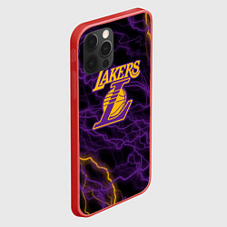 Чехол для iPhone 12 Pro Лейкерс Lakers яркие молнии, цвет: 3D-красный — фото 2