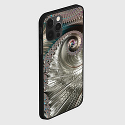 Чехол для iPhone 12 Pro Fractal pattern Spiral Серебристый фрактал спираль, цвет: 3D-черный — фото 2