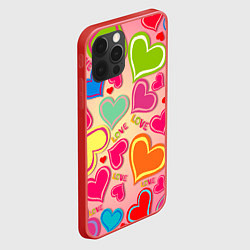 Чехол для iPhone 12 Pro ЛЮБОВНЫЕ СЕРДЕЧКИ LOVE HEARTS, цвет: 3D-красный — фото 2